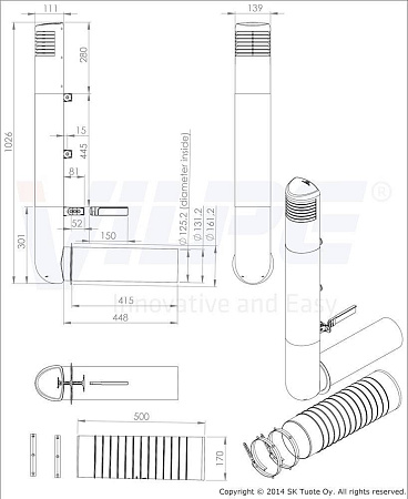 ROSS-дефлектор D125/135мм (110мм) Vilpe (Вилпе), светло-серый