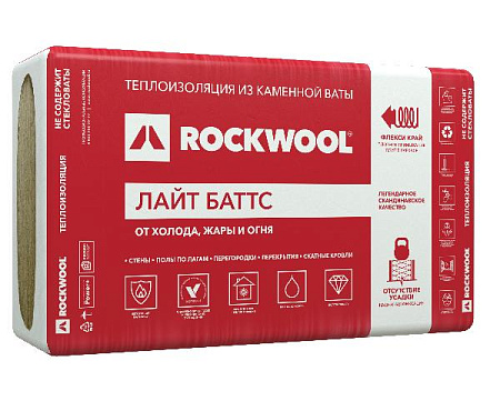 Теплоизоляционная минераловатная плита из каменной ваты Rockwool Лайт Баттс 50, 1000х600, упаковка 0,3 м3 (10 плит)