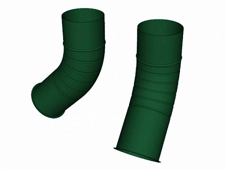 Колено гофрированное 60 гр D150 мм, Zn + порошк.покраска, цвет RAL 6005 (зеленый мох)