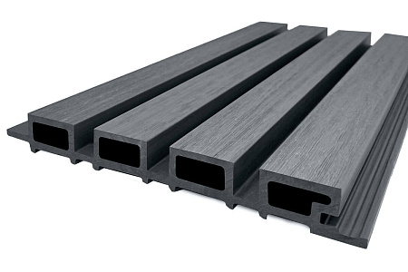 Вертикальная стеновая панель Nautic Prime Line ДПК 219*26*4000мм, цвет Тёмно-серый