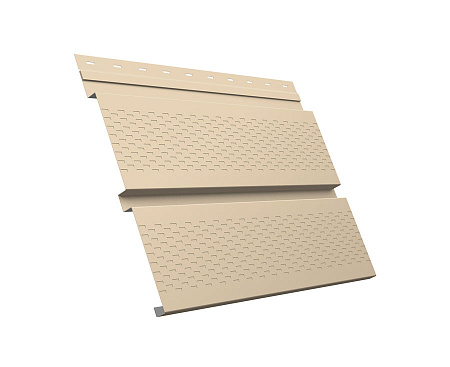 Софит металлический Квадро Брус с перфорацией Grand Line / Гранд Лайн, Satin 0.5, цвет Ral 1015 (св. слоновая кость)