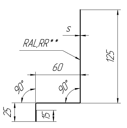 Планка примыкания боковая для фальцевой кровли Гранд Лайн / Grand Line, Zn (цинк) 0.55