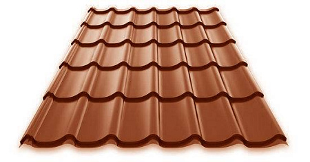 Металлочерепица Руукки Ruukki Monterrey Standart 0,5 Pural Matt BT, Zn 275 (терракотовый) RR750