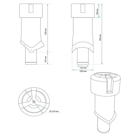 Комплект кровельного выхода канализации Seam 125is Krovent (Кровент) для мягкой / фальцевой кровли, красный