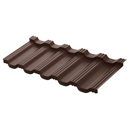 Металлочерепица модульная Aquasystem Гетеборг XXL, Rooftop Бархат, 1205х465 мм, RAL 8017 коричневый