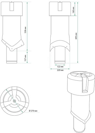 Изолированный вентиляционный выход Pipe-VT 125 Krovent (Кровент) для помещений, кирпичный