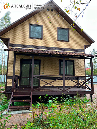 Монтаж кровли волнового профиля Grand Line Classic + Фасадных панелей Ю-Пласт Stone House (с цоколем) г.п. Рахья 