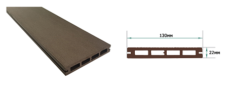 Террасная доска Смарт Terrapol / Террапол ДПК пустотелая c пазом, 3000х130х22 мм, цвет олива