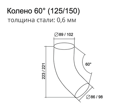 Колено трубы водосточной 60º Grand Line 90 мм, темно-серый RAL 7024