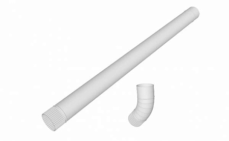 Труба D216 мм промышленная + отлив 1.0 мм, длина 1250 мм, Zn + порошк.покраска, цвет RAL 9003 (сигнально-белый)