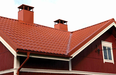 Металлочерепица Гранд Лайн / Grand Line, коллекция Kredo, 0,5 Satin Zn 140, цвет RAL 3009 (оксидно-красный)