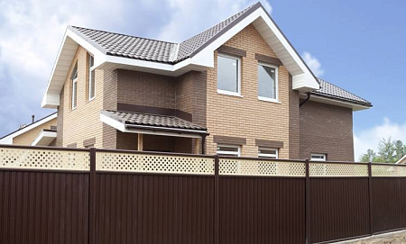 Модульное ограждение Гранд Лайн / Grand Line Estet Plus, Pe, высота 2 м, стойка 2,5 м, цвет RAL 3005 (вишня)