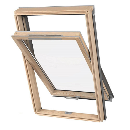 Деревянное двухкамерное мансардное окно с вентклапапном Dakea KAV B1500 F4A, 66x98