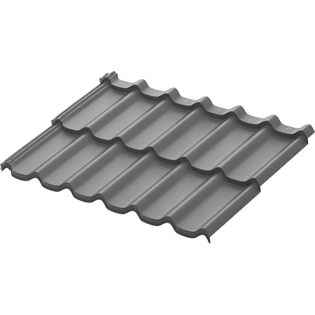 Металлочерепица модульная Aquasystem Стокгольм, Rooftop Бархат, 1185х775 мм, RAL 7024 графит