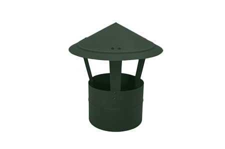 Дымник (колпак) на трубу круглый Grand Line d160, 0.5 GreenCoat Pural, RR 11 темно-зеленый (RAL 6020)