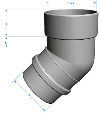 Колено 45° Docke LUX цвет графит (RAL 7024)