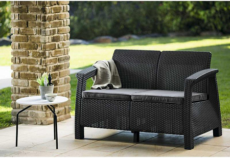 Диван двухместный Corfu love seat Allibert (Аллиберт), цвет коричневый