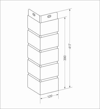 Угол Grand Line Design, Состаренный кирпич 417х120 мм, графит, со швом RAL 7006