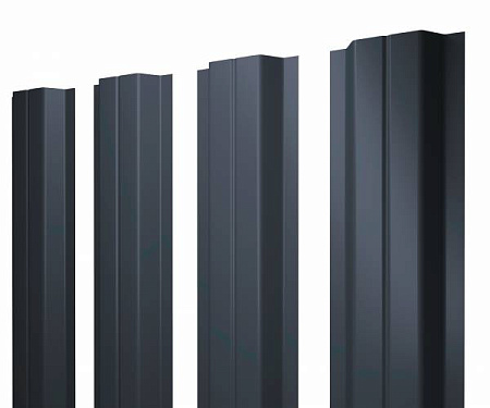 Штакетник металлический Grand Line (Гранд Лайн), П-образный с прямым резом, Satin 0.5, цвет RAL 7024 (серый)