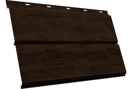 Металлический сайдинг Гранд Лайн / Grand Line профиль ЭкоБрус новый 3D, Принт Элит  0.45 с пленкой, Античный дуб TwinColor