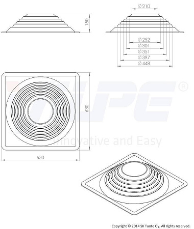 Roofseal - 6/9 комплект уплотнитель Ø 260-460 мм Vilpe (Вилпе) черный