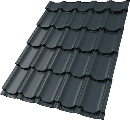 Металлочерепица Гранд Лайн / Grand Line, коллекция Kvinta плюс, 0.5 Satin Zn 140, цвет RAL 7016 (антрацитово-серый)