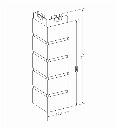 Угол Grand Line Design, Клинкерный кирпич 410х120 мм, графит, со швом RAL 7006