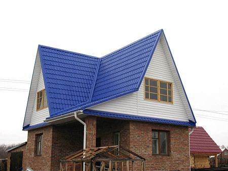 Металлочерепица Гранд Лайн / Grand Line, коллекция Kredo, 0,5 Satin Zn 140, цвет RAL 5005 (сигнально-синий)