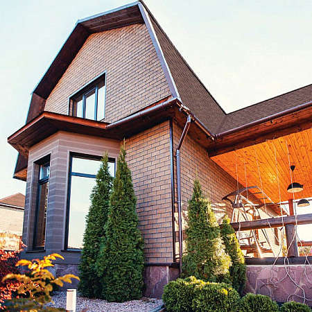 Фасадная плитка 1000х250 мм (2 кв.м/уп.) Технониколь Hauberk Кирпич, песчаный Фасадная плитка 1000х250 мм (2 кв.м/уп.) Технониколь Hauberk Кирпич, песчаный