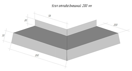 Угол отлива внешний Grand Line (Гранд Лайн), Print elite, 200 мм