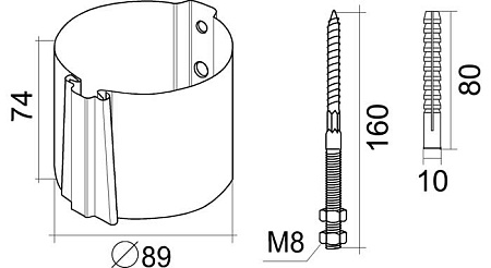 Кронштейн трубы на кирпич, круглый D125/90 Grand Line PE, RAL 8017 коричневый