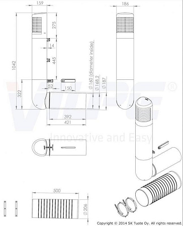 ROSS-дефлектор D160/170мм (160мм) Vilpe (Вилпе), бежевый