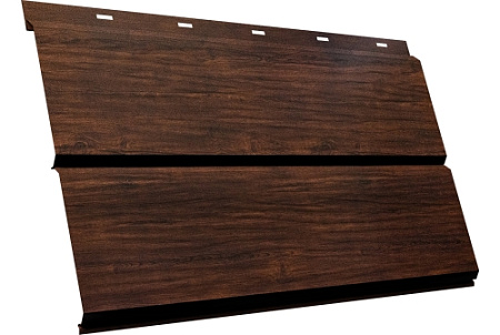 Металлический сайдинг Гранд Лайн / Grand Line профиль ЭкоБрус новый 3D, Принт Премиум 0.45 с пленкой, Бразильская вишня темная Фреш TwinColor