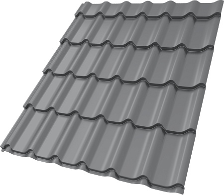 Металлочерепица Гранд Лайн / Grand Line, коллекция Классик, 0.5 Satin Zn 140, цвет RAL 7004 (сигнально-серый)