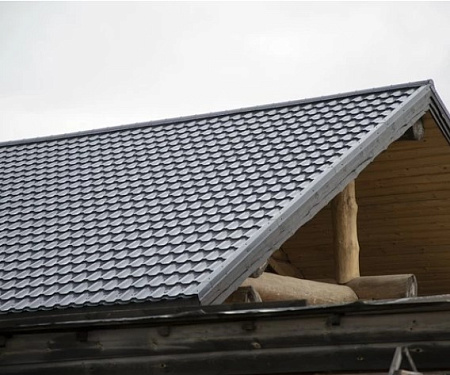 Металлочерепица Гранд Лайн / Grand Line, коллекция Kvinta Plus, 0,5 PurPro Matt Zn275, цвет RAL 7024 (мокрый асфальт)