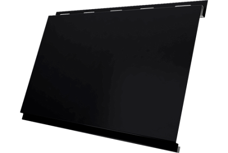 Металлический сайдинг Гранд Лайн / Grand Line профиль Вертикаль классик, Сатин матовый ТХ 0.5 с пленкой, RAL 9005 (черный)