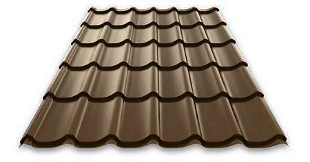 Металлочерепица профиль Супермонтеррей "М 35", Viking MP E 0.5 мм, цвет RR 32 (темно-коричневый)