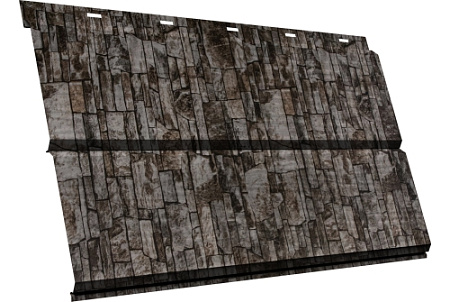 Металлический сайдинг Гранд Лайн / Grand Line профиль ЭкоБрус новый 3D, Принт Элит  0.45 с пленкой, Камень TwinColor