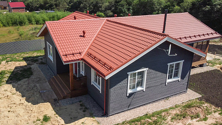 Металлочерепица Гранд Лайн / Grand Line, коллекция Классик, 0.5 Satin Matt Zn 180, цвет RAL 8004 (терракота)