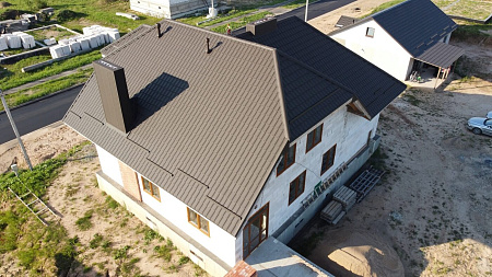 Металлочерепица Гранд Лайн / Grand Line, коллекция Kvinta plus, 0,5 Satin Zn 140, цвет RR 32 (темно-коричневый) Металлочерепица Гранд Лайн / Grand Line, коллекция Kvinta plus, 0,5 Satin Zn 140, цвет RR 32 (темно-коричневый)