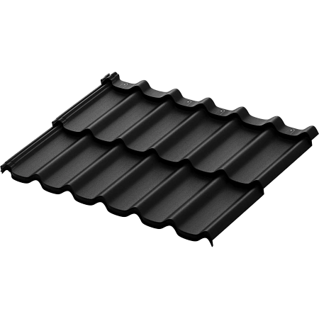 Металлочерепица модульная Aquasystem Стокгольм, Rooftop Бархат, 1185х775 мм, RAL 9005 черный