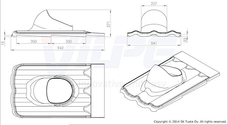 XL-проходной элемент XL-UNIVERSAL/PELTI для металлочерепицы Vilpe (Вилпе), коричневый
