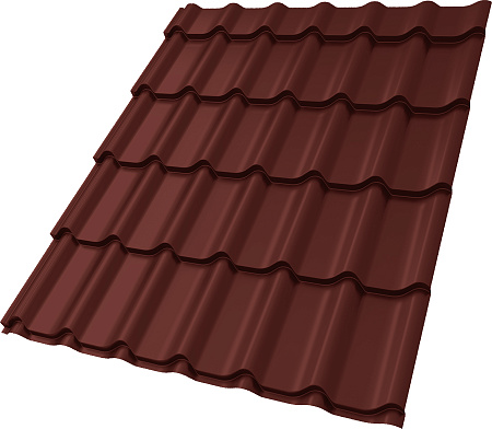 Металлочерепица Гранд Лайн / Grand Line, коллекция Классик, 0.5 Satin Zn 140, цвет RAL 3009 (оксидно-красный)