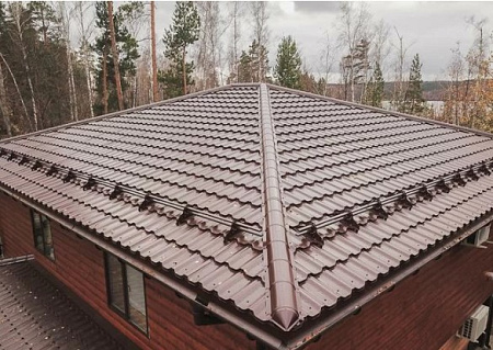 Металлочерепица Гранд Лайн / Grand Line, коллекция Kvinta uno (модульная), 0,5 PurPro Matt Zn275, цвет RAL 7024 (мокрый асфальт)