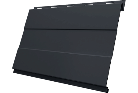 Металлический сайдинг Гранд Лайн / Grand Line профиль Вертикаль проф, Атлас 0.5 с пленкой, RAL 7024 (мокрый асфальт)