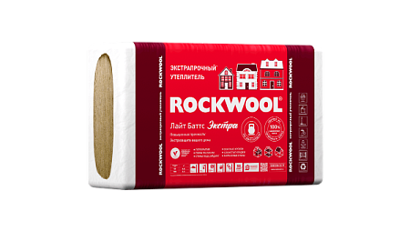 Теплоизоляционная экстрапрочная плита из натуральной каменной ваты Rockwool Лайт Баттс Экстра 100, 1000х600, упаковка 0,24 м3 (4 плит)