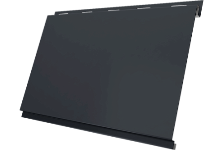 Металлический сайдинг Гранд Лайн / Grand Line профиль Вертикаль классик, Сатин 0.5 с пленкой, RAL 7024 (мокрый асфальт)