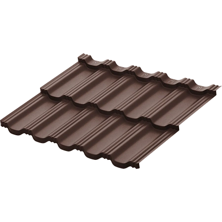 Металлочерепица модульная Aquasystem Гетеборг XXL, Rooftop Бархат, 1205х865 мм, RAL 8017 коричневый
