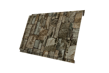 Металлический сайдинг Гранд Лайн / Grand Line профиль Вертикаль классик, Принт Элит 0.45 с пленкой, Камень TwinColor