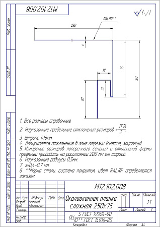 Околооконная планка сложная / j-фаска Grand Line (Гранд Лайн), Print elite, 250х75х18 мм